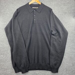 Raffi Mens 100% Pure Cashmere Long Sleeve Polo Sweater Black 3XLB Big & Tall